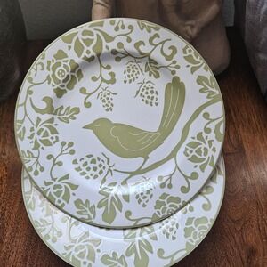 Set of four Pier 1‎ Green Bird stoneware salad plates made in Indonesia